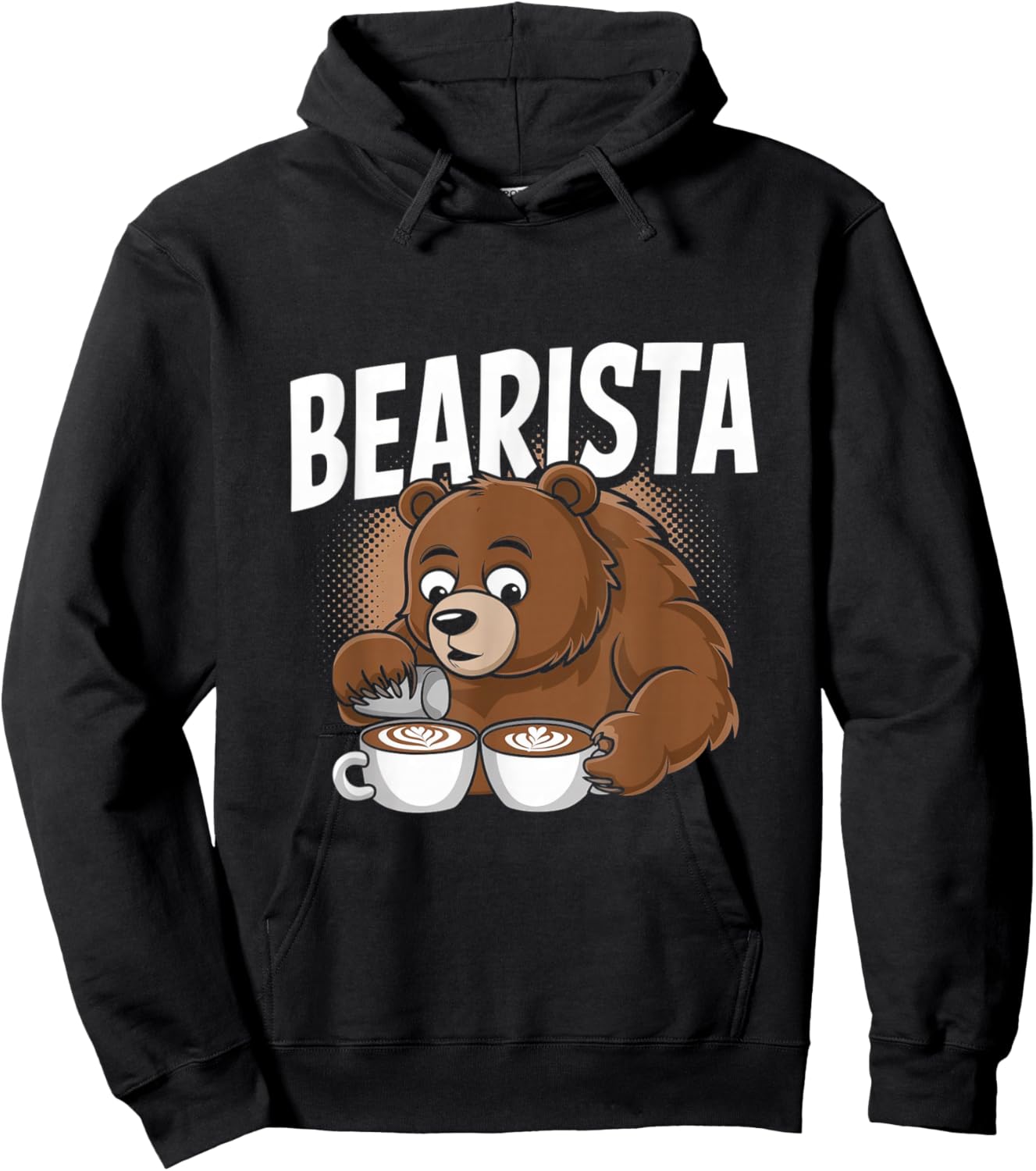 Bearista Funny Barista Pun Coffee Bear Hoodie - Hoodie | Black