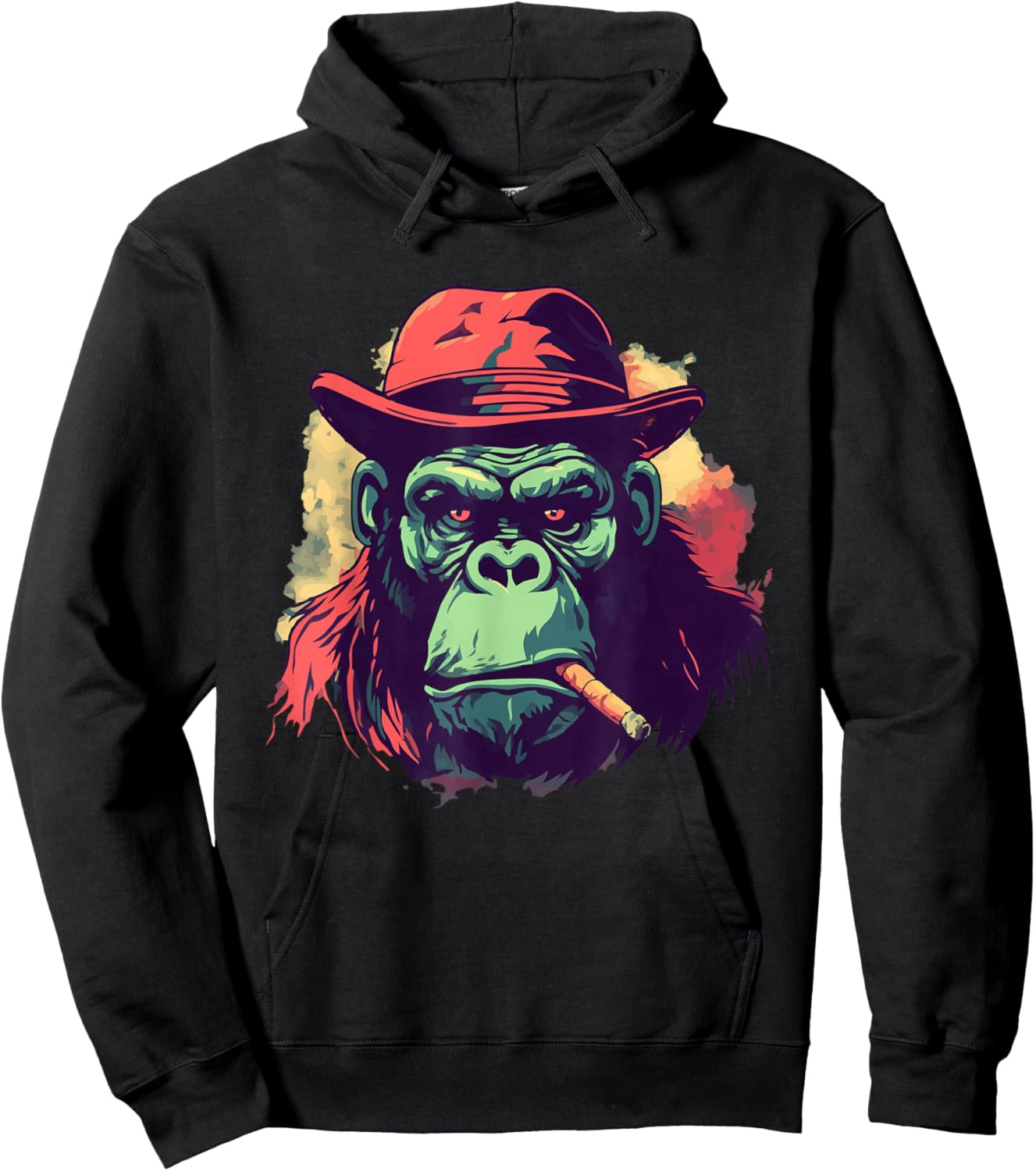 Gorilla Smoking Cigar Gangster Mafia Art Monkey Ape Artwork Hoodie - Hoodie | Black