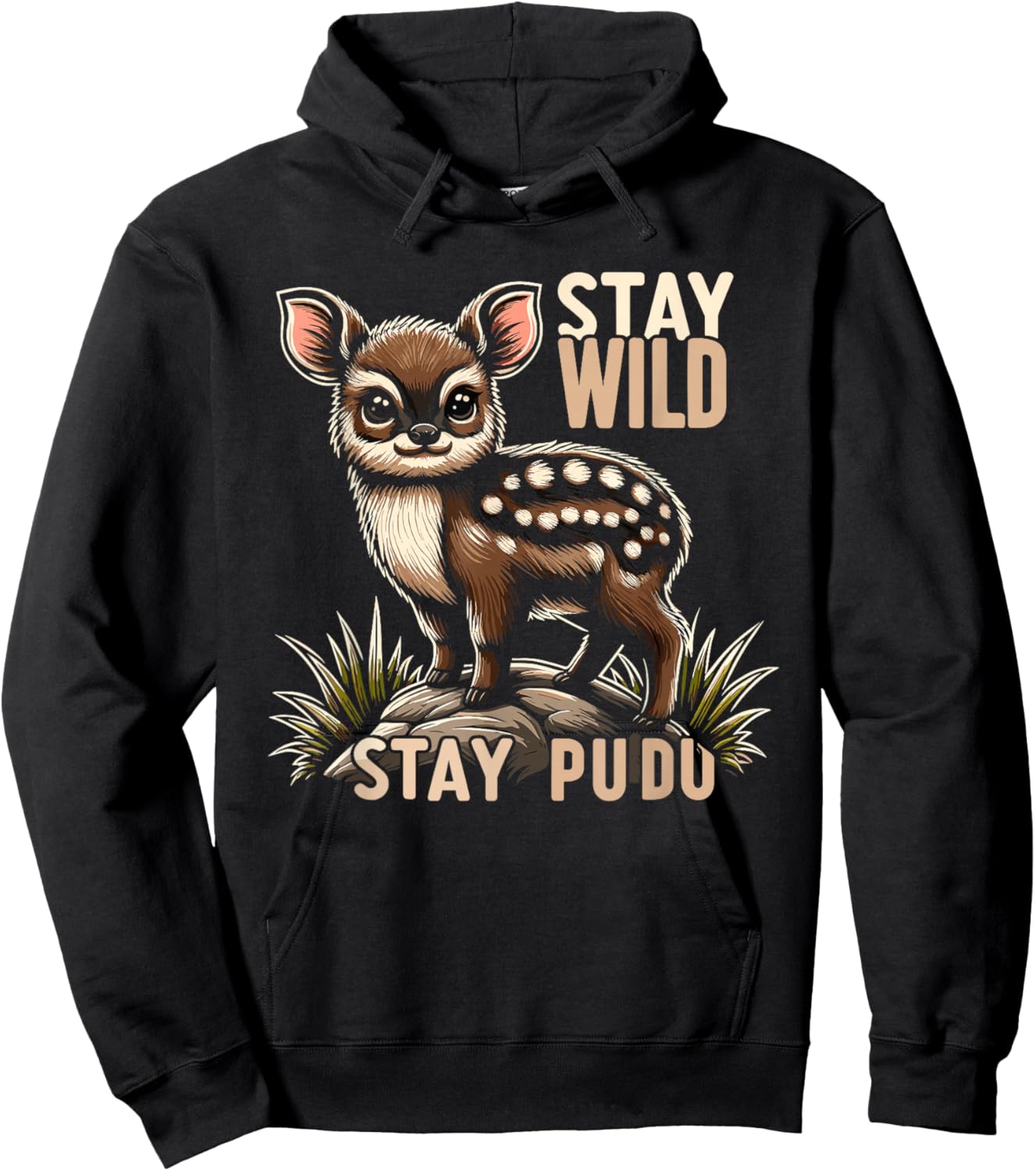 Cute Pudu Deer South America cartoon deer nature gift Hoodie - Hoodie | Black