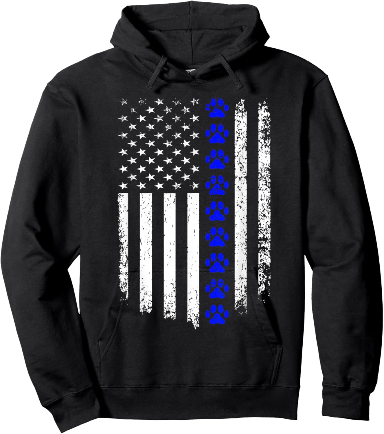 K-9 Unit Thin Blue Line Dog Paw Flag Patriotic Police Hoodie - Hoodie | Black
