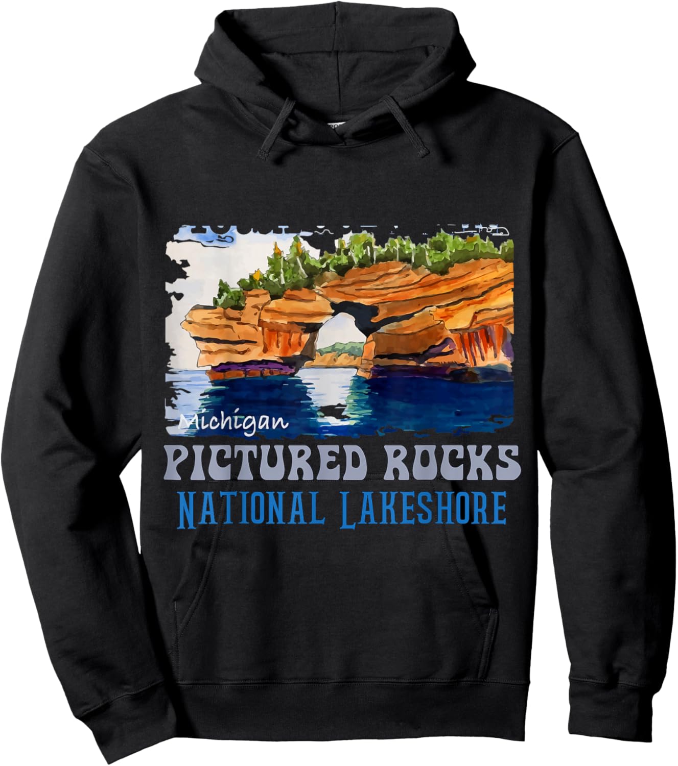 Pictured Rocks Lakeshore US state of Michigan Vintage parks Hoodie - Hoodie | Black