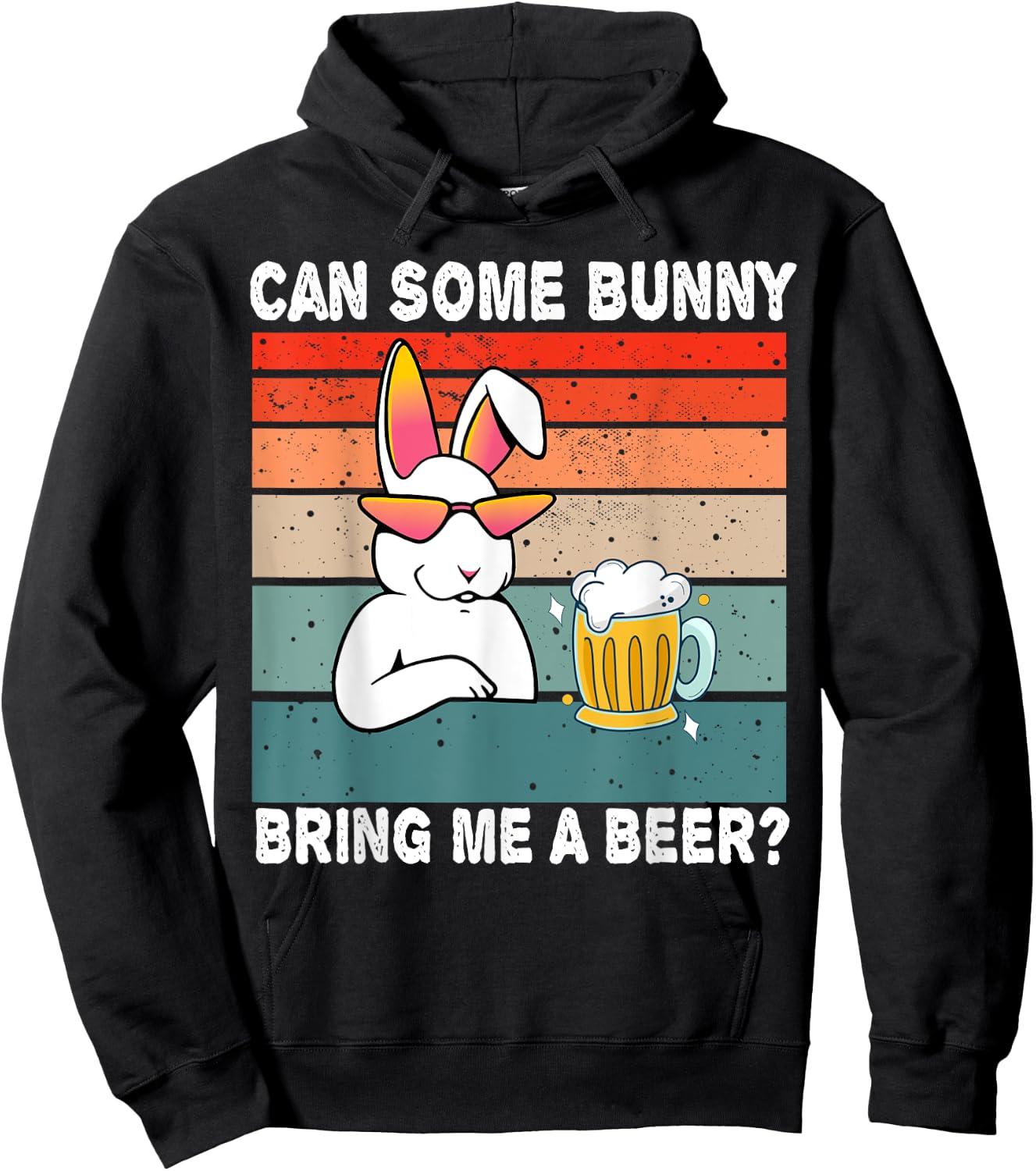 Can Some Bunny Bring Me A Beer Funny Easter Day Vintage Hoodie - Hoodie | Black