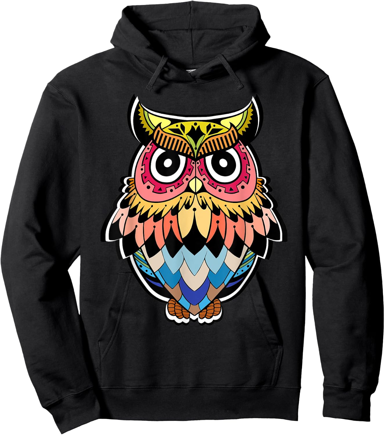 Psychedelic Owl, Hippie Tribal Tie Dye Trippy Hoodie - Hoodie | Black
