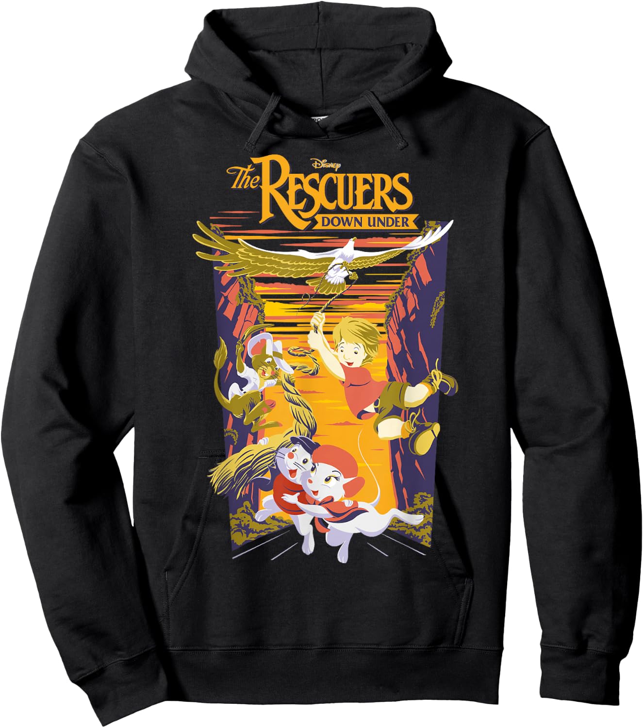Disney The Rescuers Down Under Group Shot Sunset Poster Hoodie - Hoodie | Black