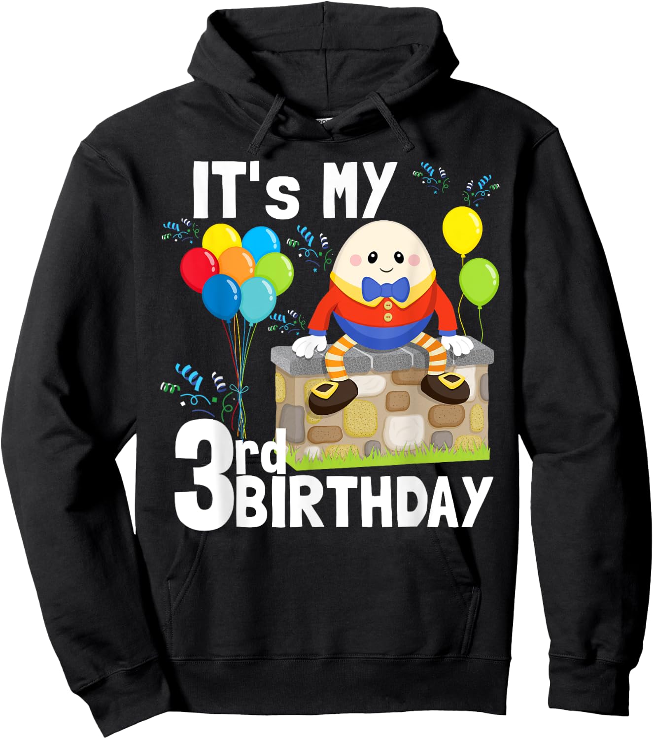 Humpty Dumpty Nursery Song Rhyme Toddler 3rd Birthday Party Hoodie - Hoodie | Black