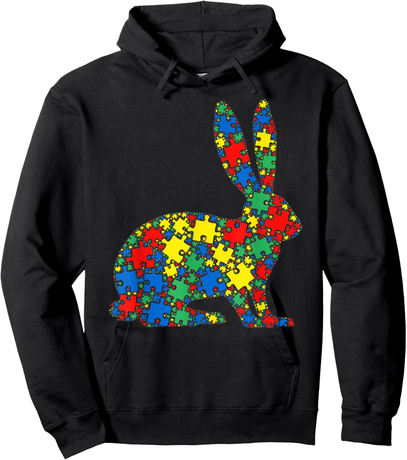 Rabbit Autism Puzzle Men Kids - Autism Awareness Hoodie - Hoodie | Black