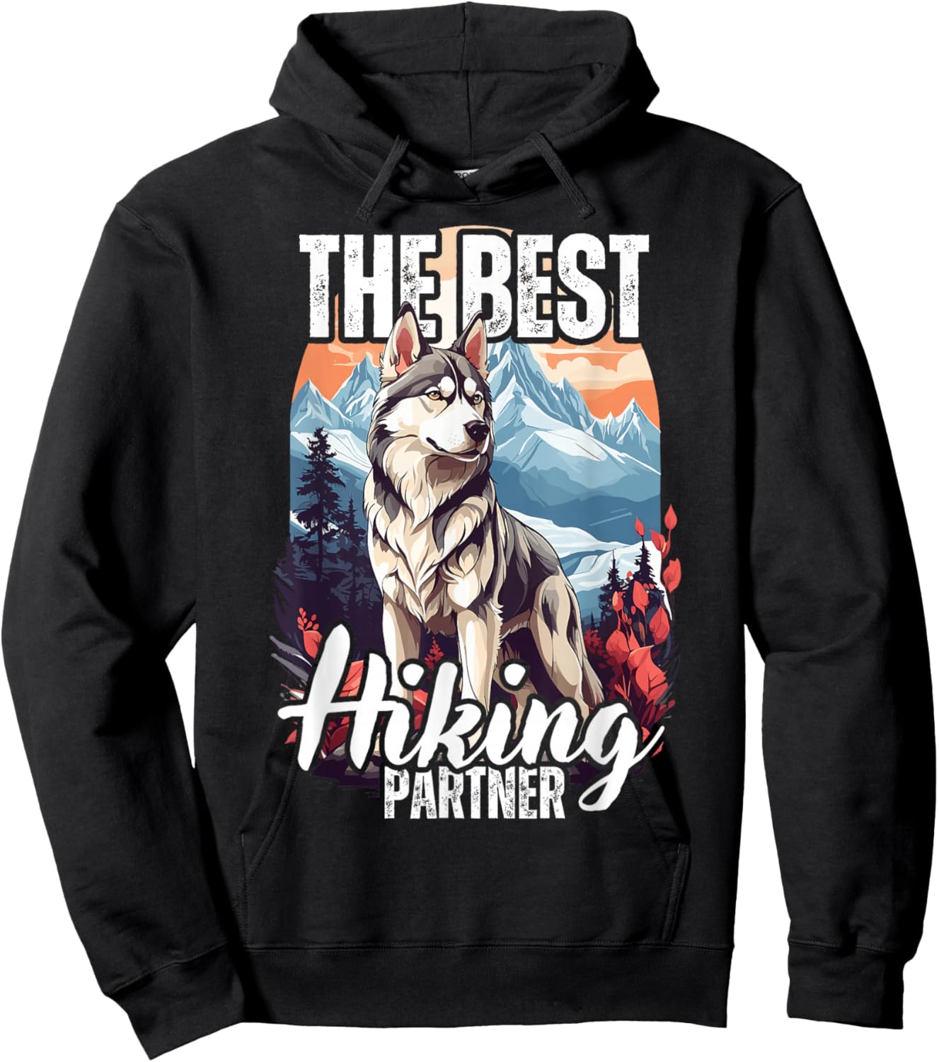 Siberian Husky the best hiking partner, Husky hiking Hoodie - Hoodie | Black