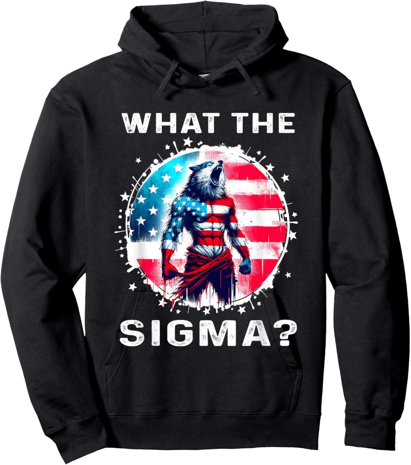 What The Sigma Ironic Meme Shirt Wolf Men And Women Vintage Hoodie - Hoodie | Black