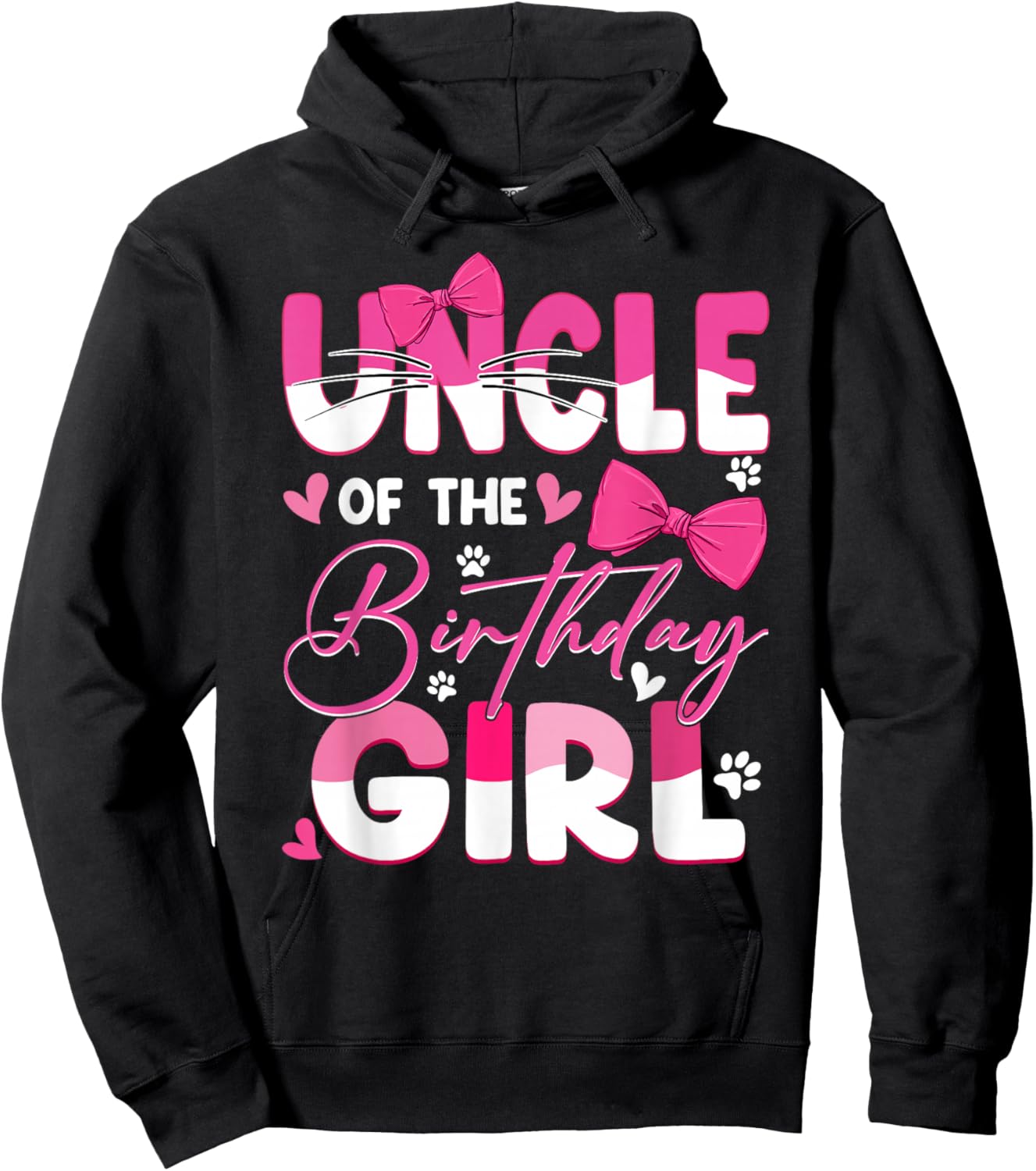 Uncle Of The Birthday Girl Cat Kitty Family Matching Hoodie - Hoodie | Black