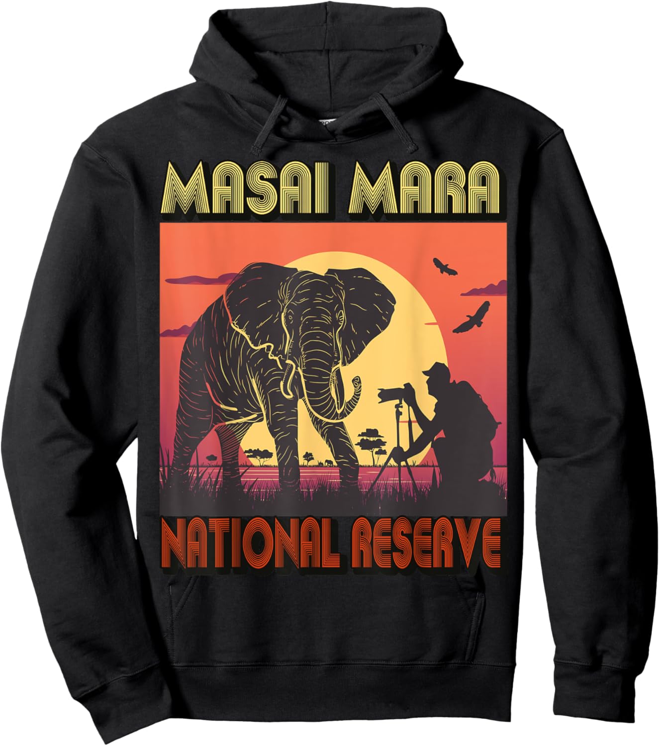 Masai Mara Elephant National reserve Kenya Safari Tour Hoodie - Hoodie | Black
