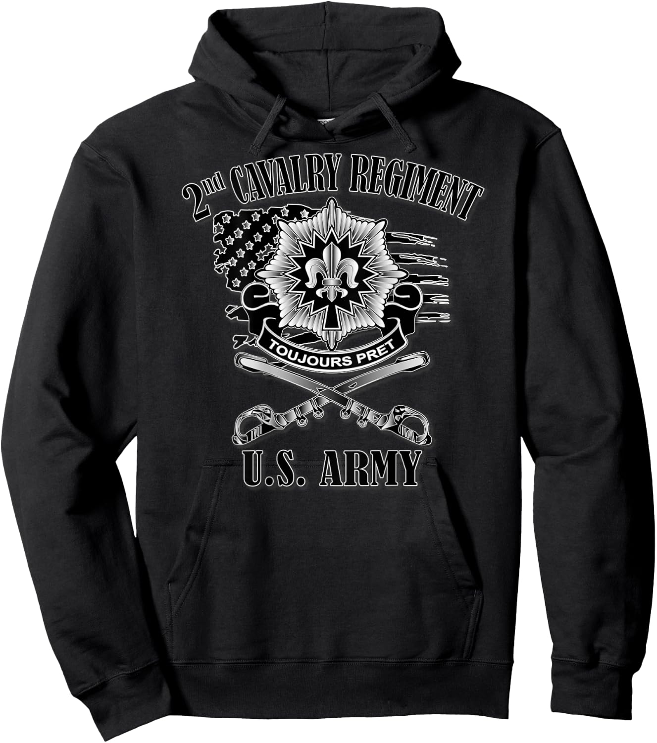 2nd Cavalry Regiment (Back Design) Hoodie - Hoodie | Black