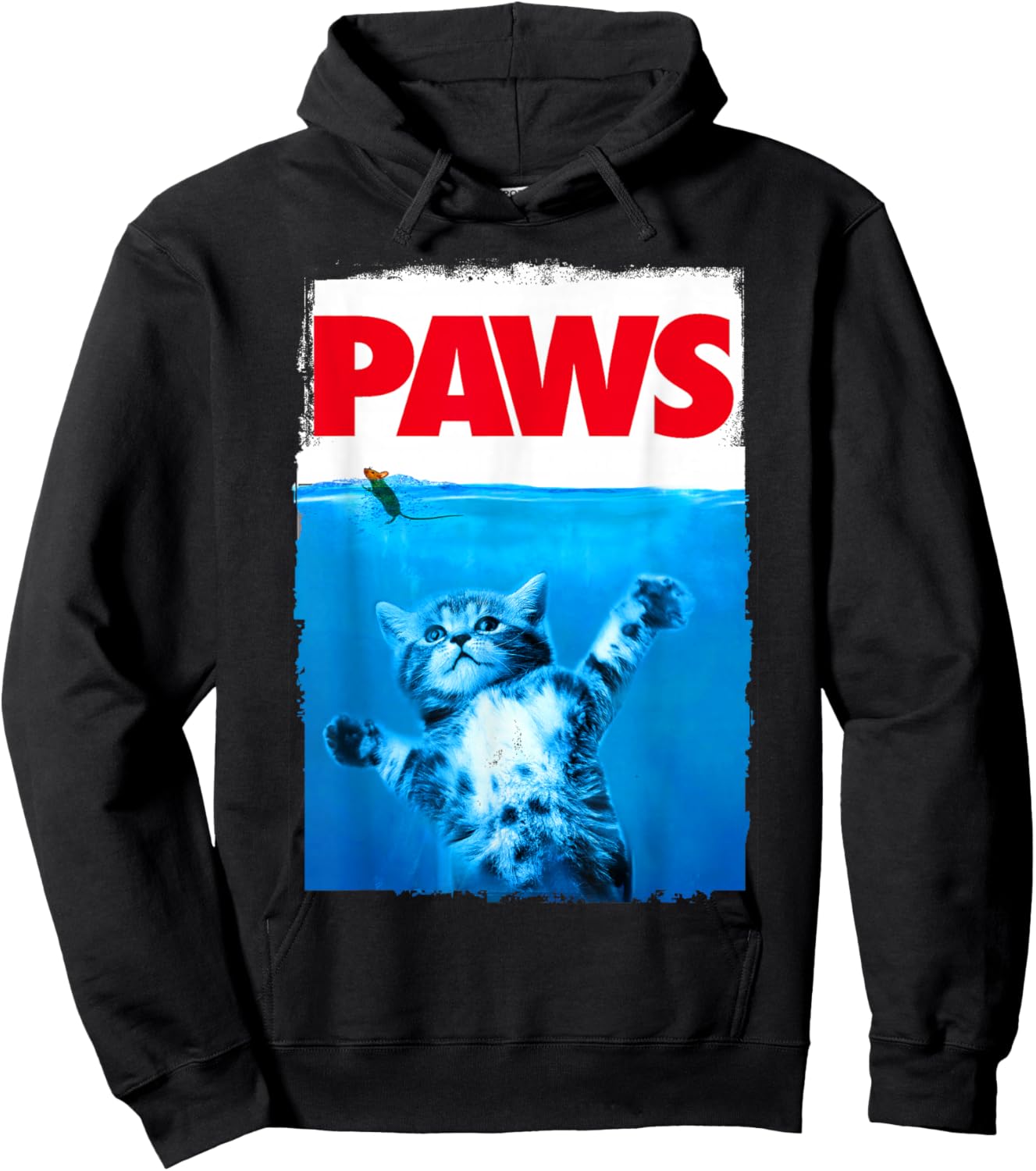 xiongying Paws Cat and Mouse Top, Cute Funny Cat Lover Parody Hoodie - Hoodie | Black