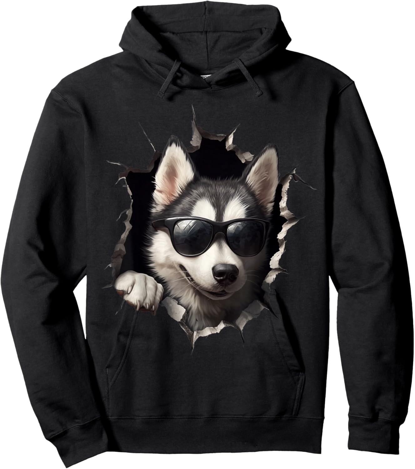 Lustiges Hunde Husky mit Sonnenbrille Funny Dog Süßer Hund Hoodie - Hoodie | Black
