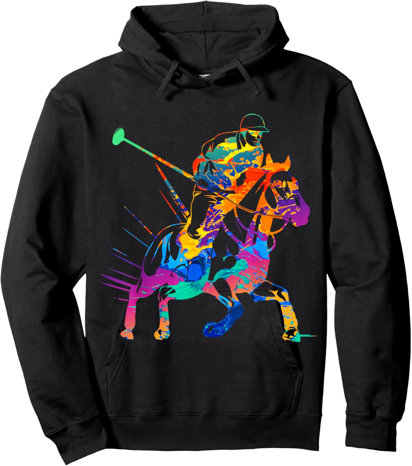 Polo Player Horse Sport Ride Riding Equestrian Sport Fan Hoodie - Hoodie | Black