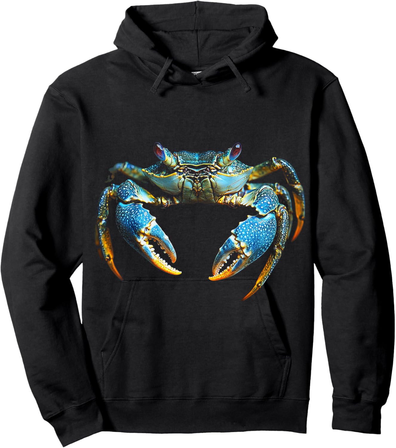 Crab Animal Motif Blue Eyes Illustration Crab Hoodie - Hoodie | Black
