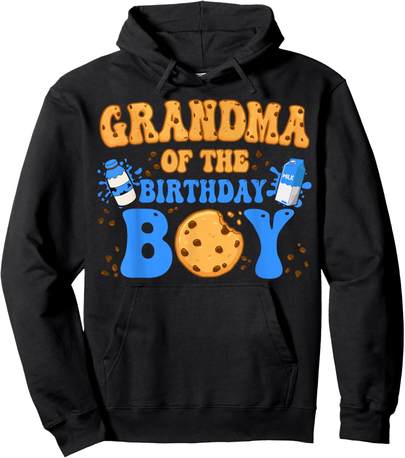Grandma Of The Birthday Boy Milk and Cookies Lover Hoodie - Hoodie | Black
