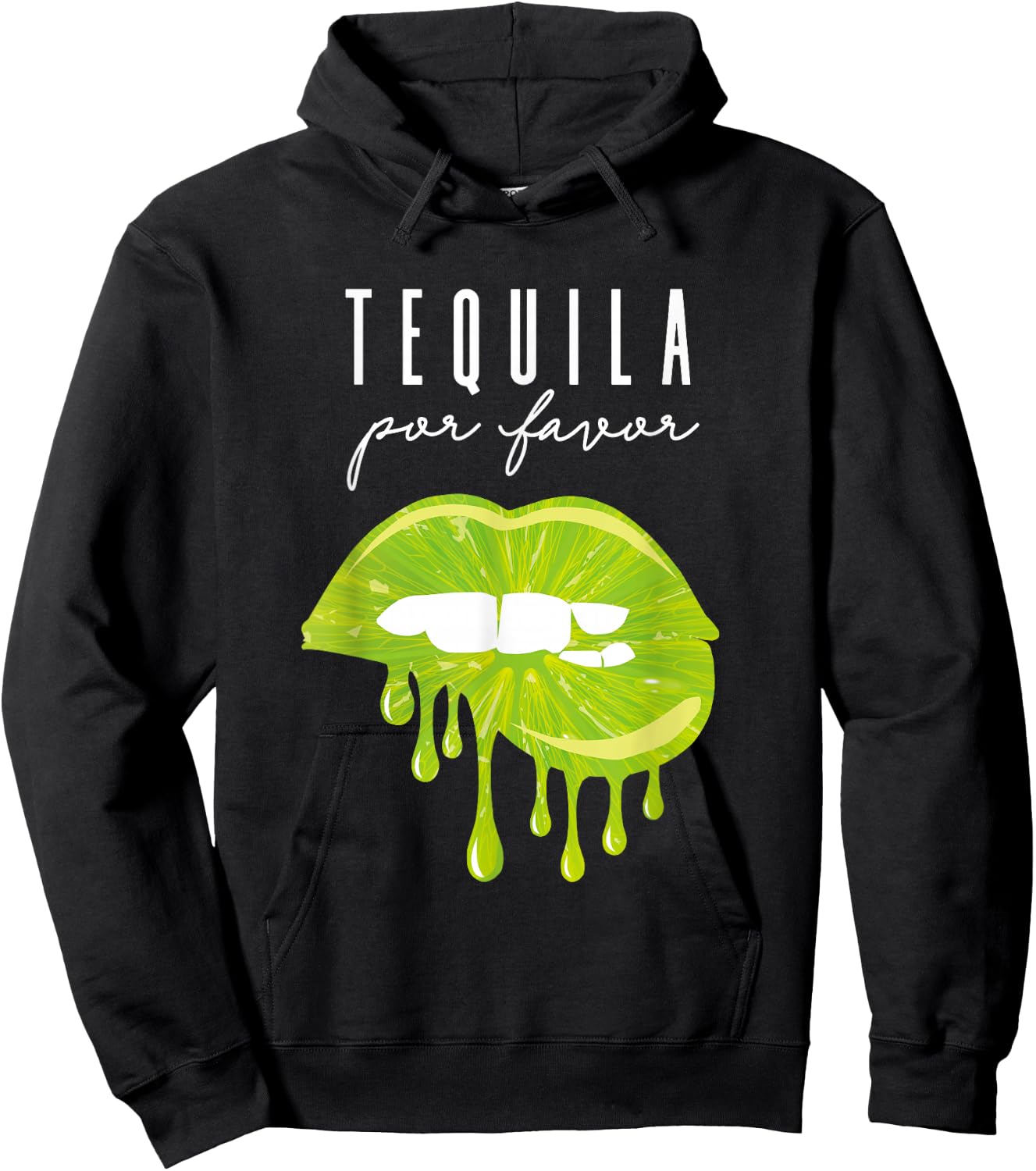 Tequila Por Favor lime lips adult drinking Cinco De Mayo Hoodie - Hoodie | Black