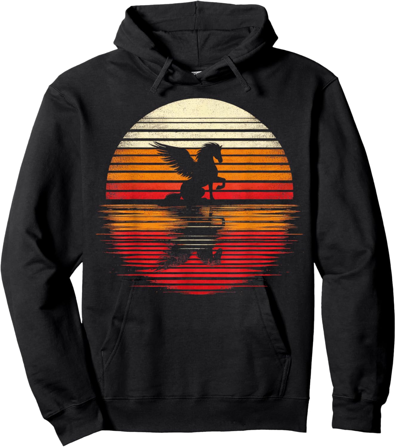 Pegasus Sunset Retro Style Safari Vintage 70s Hoodie - Hoodie | Black