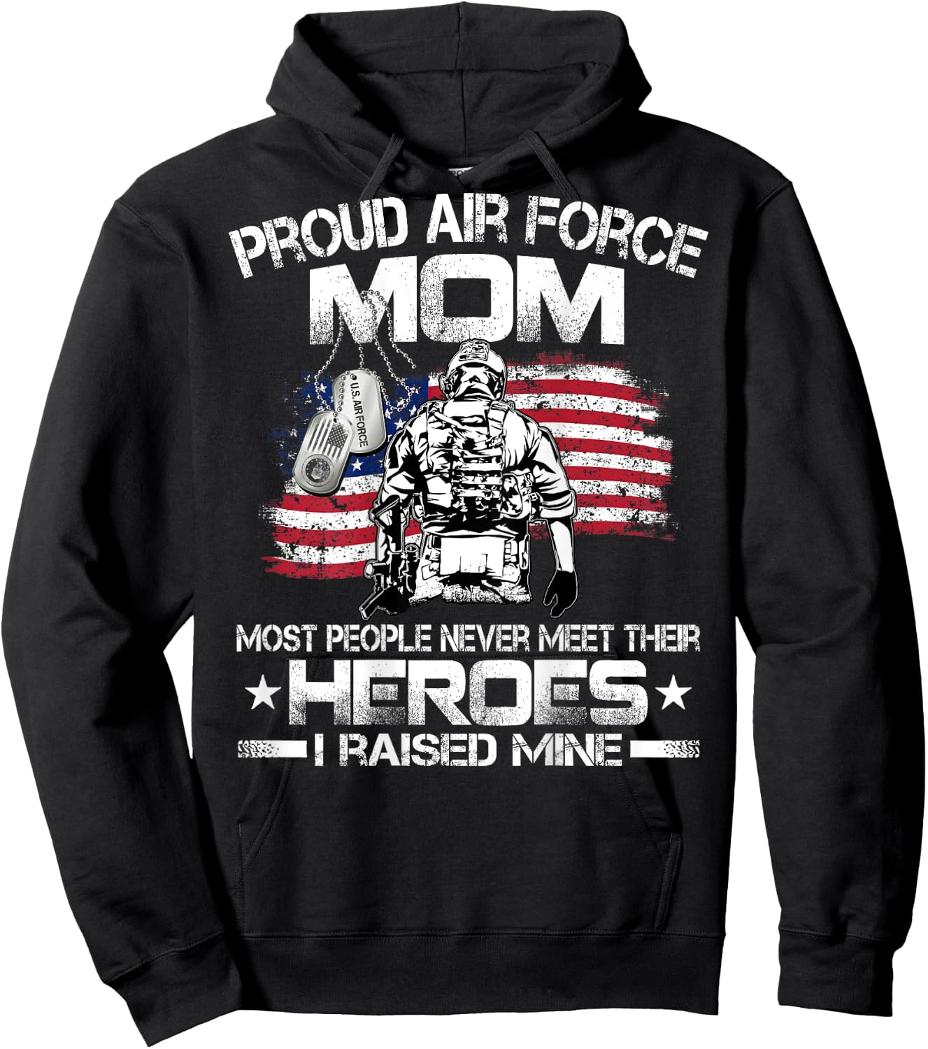 Proud Air Force Mom Air Force Graduation Mom USAF Heroes Hoodie - Hoodie | Black