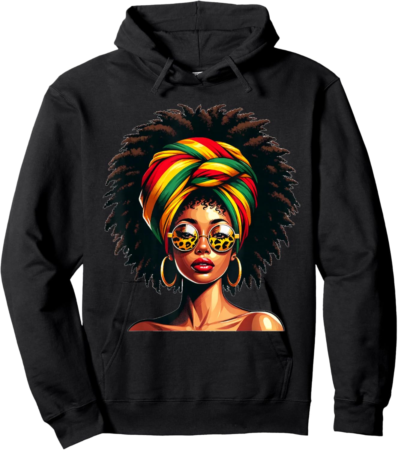 Afro Woman African Melanin Headscarf Nubian Black History Hoodie - Hoodie | Black