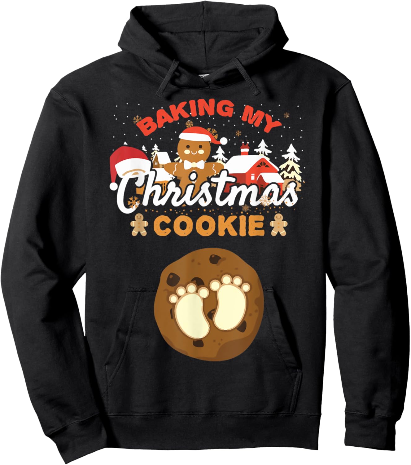 Baking My Christmas Cookies Pregnancy Xmas Gingerbread Hoodie - Hoodie | Black