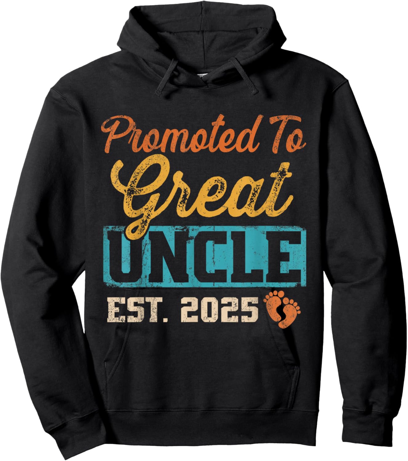 Retro Promoted To Great Uncle Est 2025 Hoodie - Hoodie | Black