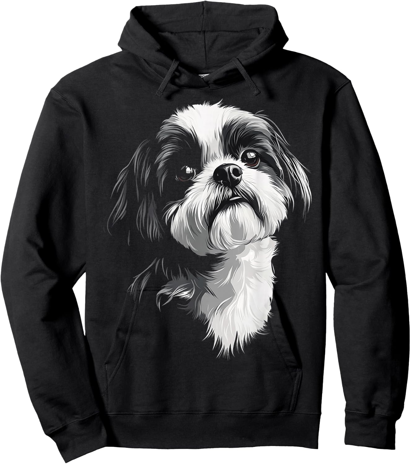 Shih Tzu Dog Motif Pet Illustration Shih Tzu Hoodie - Hoodie | Black