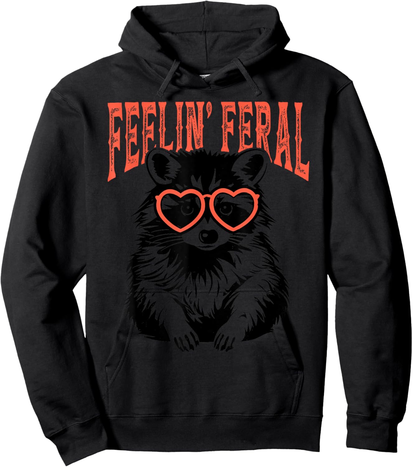 Funny Feelin Feral Cute Colorful Racoon With Coquette Racoon Hoodie - Hoodie | Black