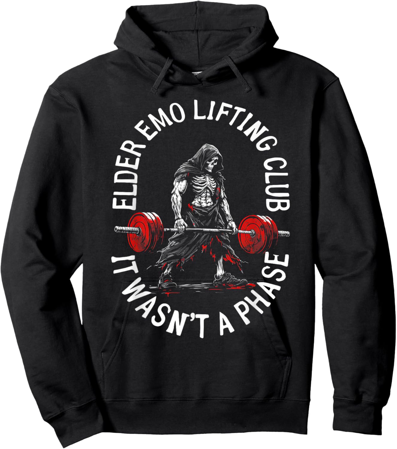 Elder Emo Lifting Club It Wasn't A Phase Skeleton Gym Hoodie - Hoodie | Black