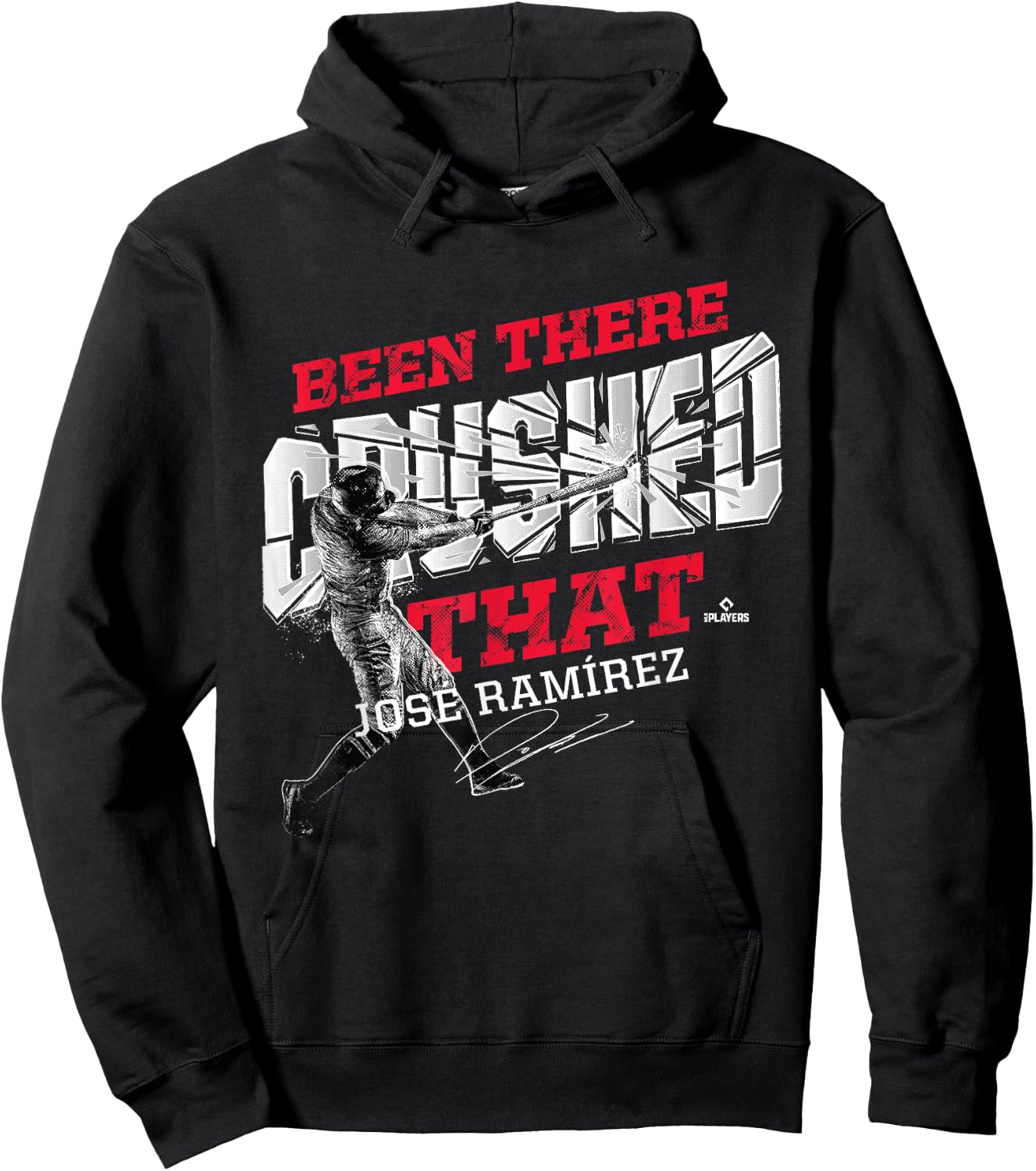 FanPrint Jose Ramirez Been There Crushed That Baseball - Black, Small, Classic Fit, , Short Sleeve Hoodie - Hoodie | Black