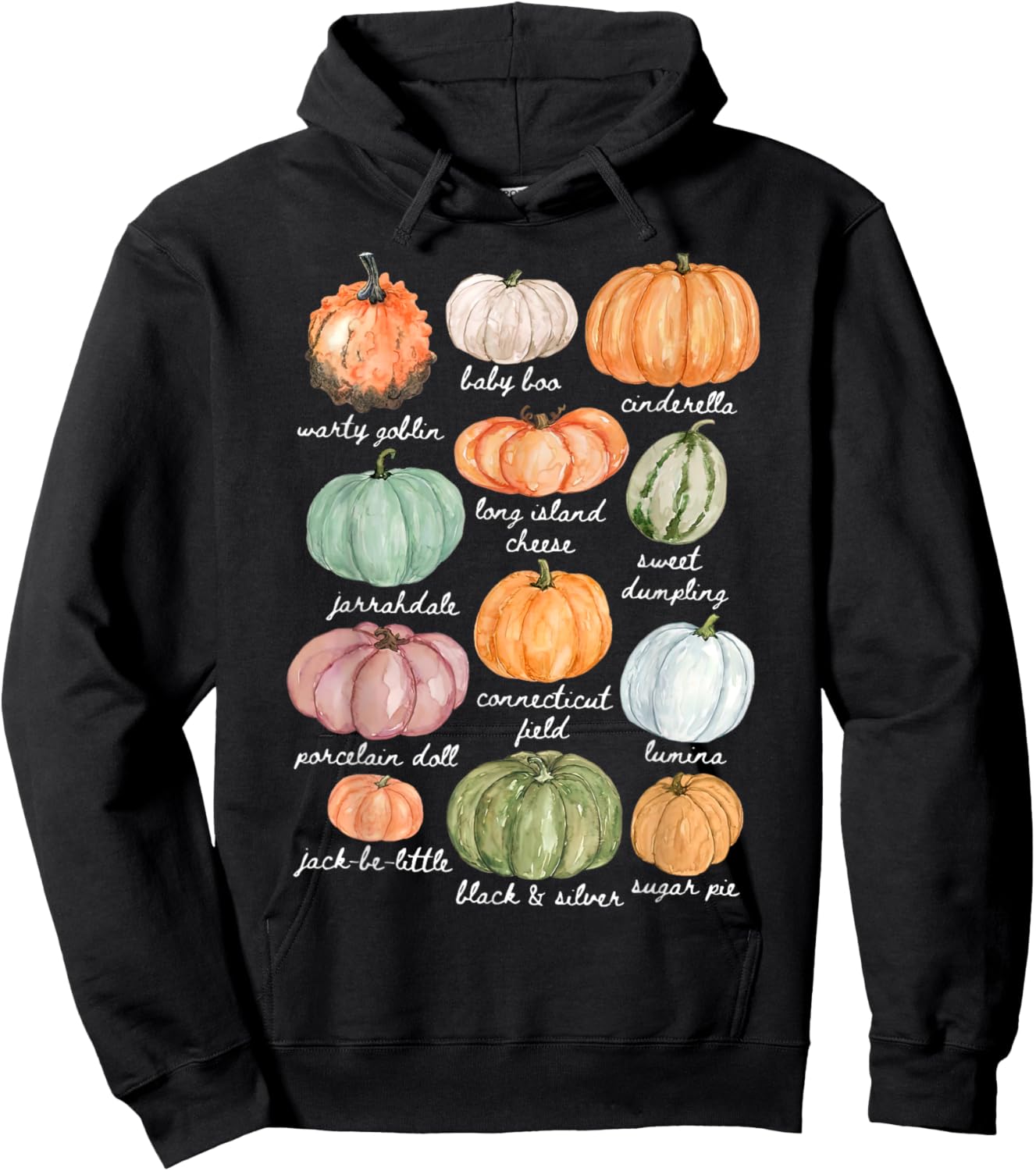 Type Of Pumpkin Fall Autumn Farmer Aesthetic Women's Graphic Hoodie - Hoodie | Black