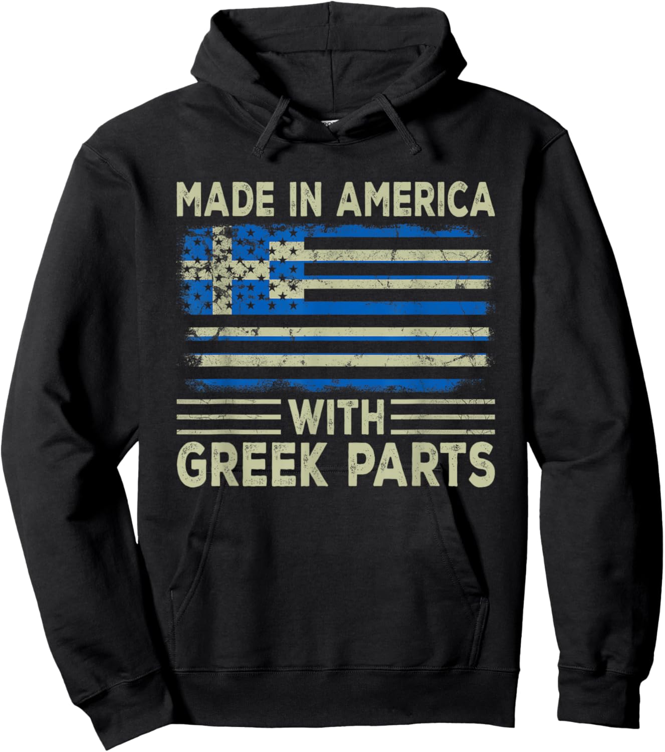 Made in America with Greek Parts US Greece Flag Hoodie - Hoodie | Black
