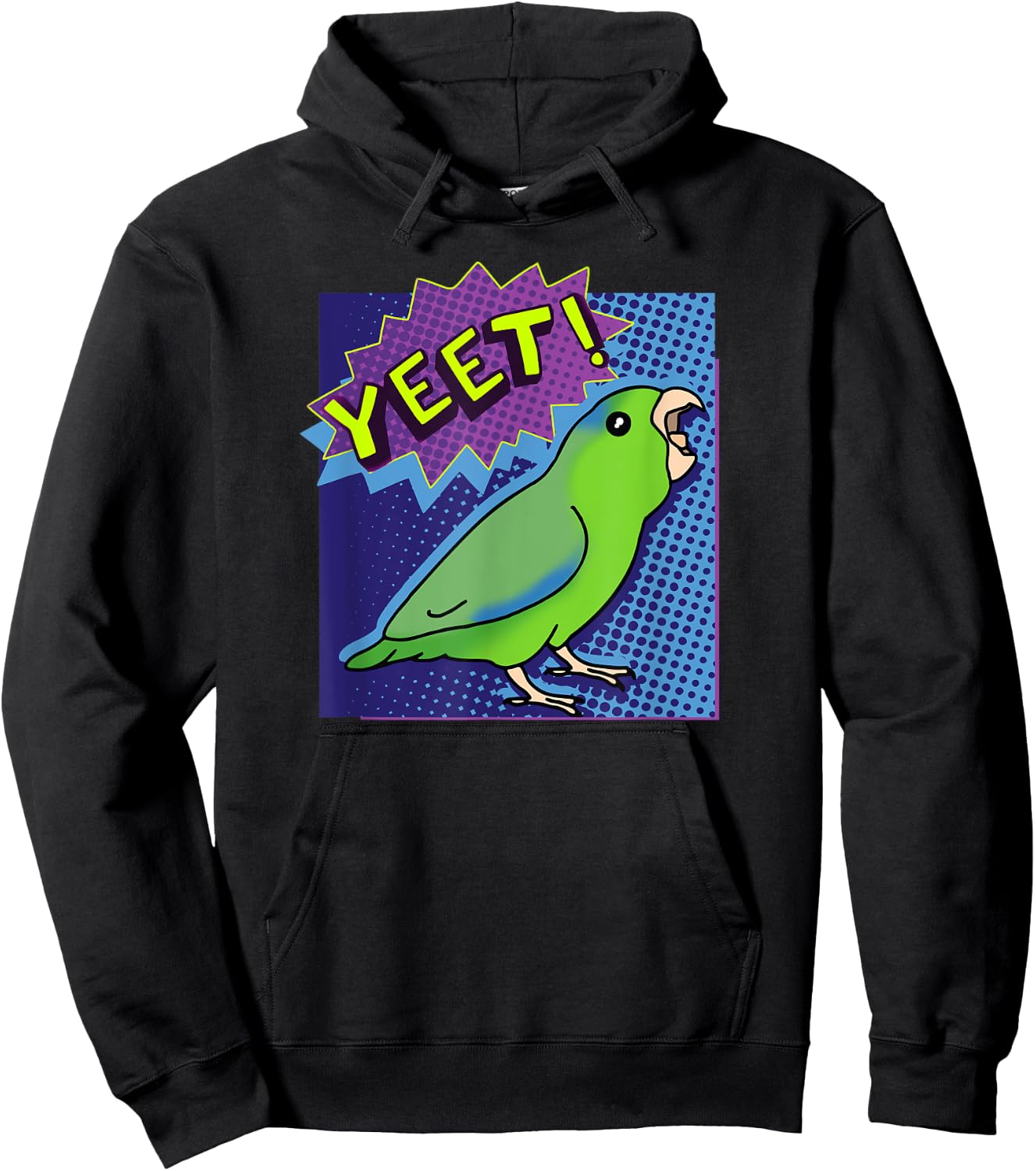 Funny green Parrotlet screams YEET Birb Memes Parrot Lover Hoodie - Hoodie | Black