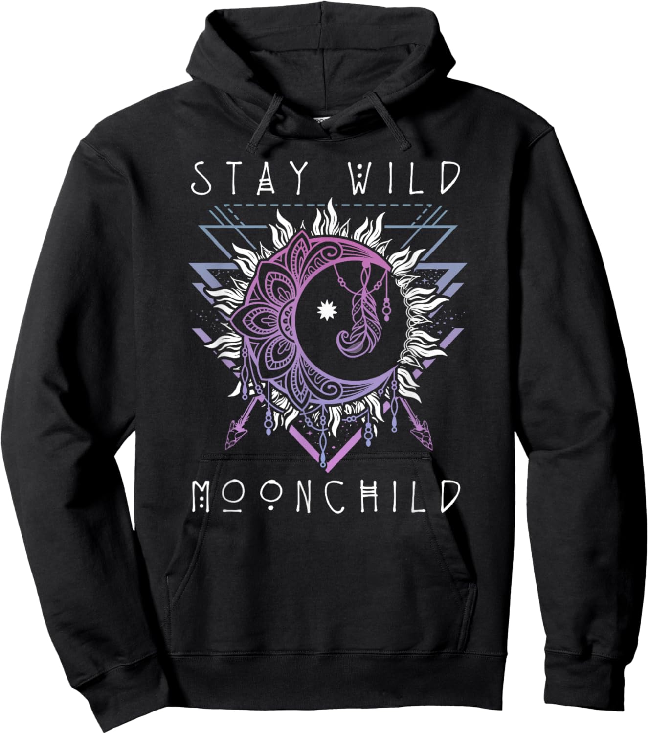Sun and Moon Design Stay Wild Moon Child Hoodie - Hoodie | Black