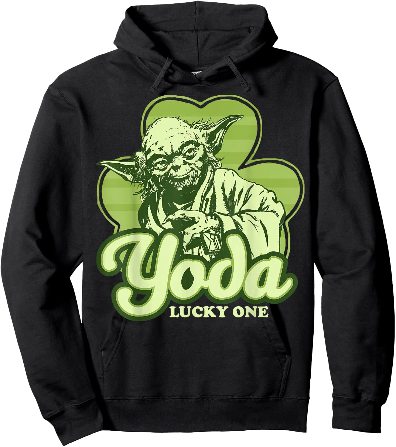 Star Wars St. Patrick's Day Yoda Lucky One Clover Smile Hoodie - Hoodie | Black