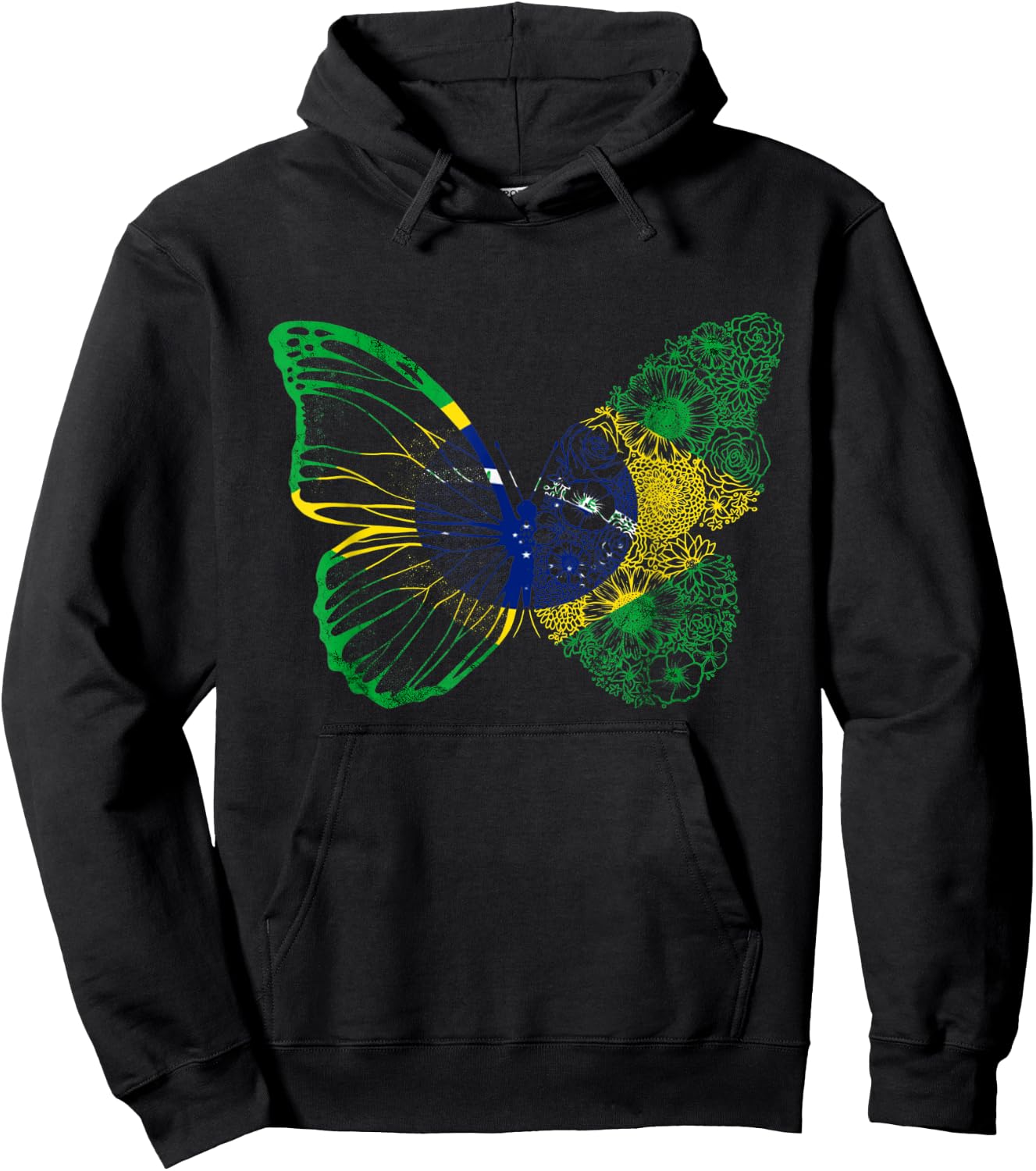 Brazil Butterfly Brasilian Hope Brazil Flag Brazilian Roots Hoodie - Hoodie | Black