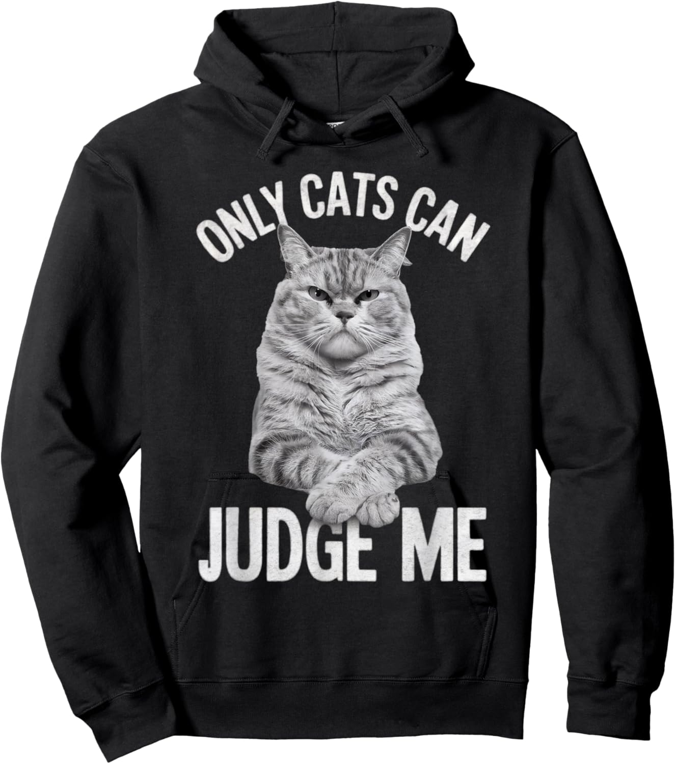 Whiskers & Paws Apparel for Cat Enthusiasts Only Cats Can Judge Me Funny Cat Lovers Design Funny Kitty , Small, Black Hoodie - Hoodie | Black