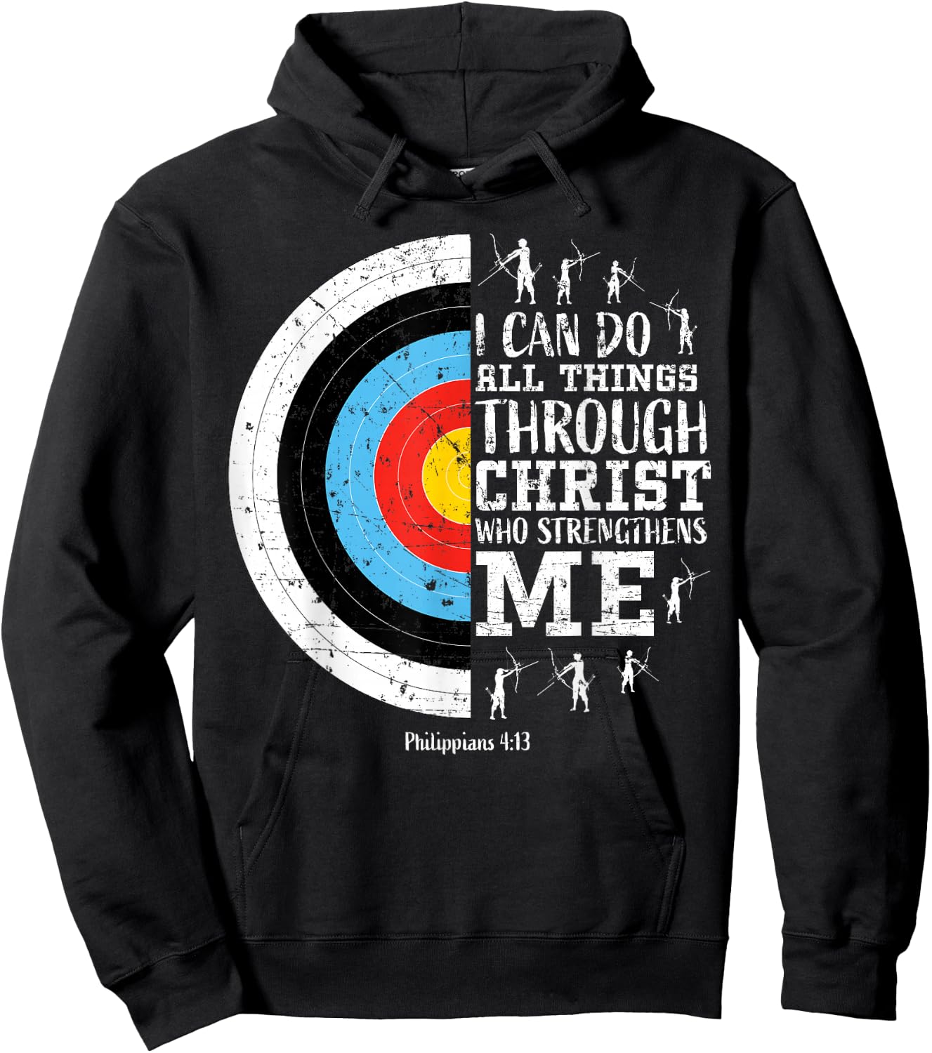 Archery Philippians 4:13 Christian Bible Verse Faith Graphic Hoodie - Hoodie | Black