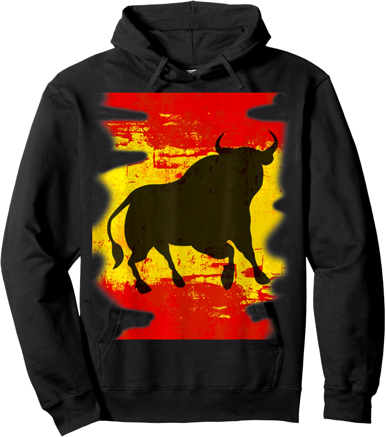 Bull El Matador Graphic Spain Flag, El Toro Festival Gift Hoodie - Hoodie | Black