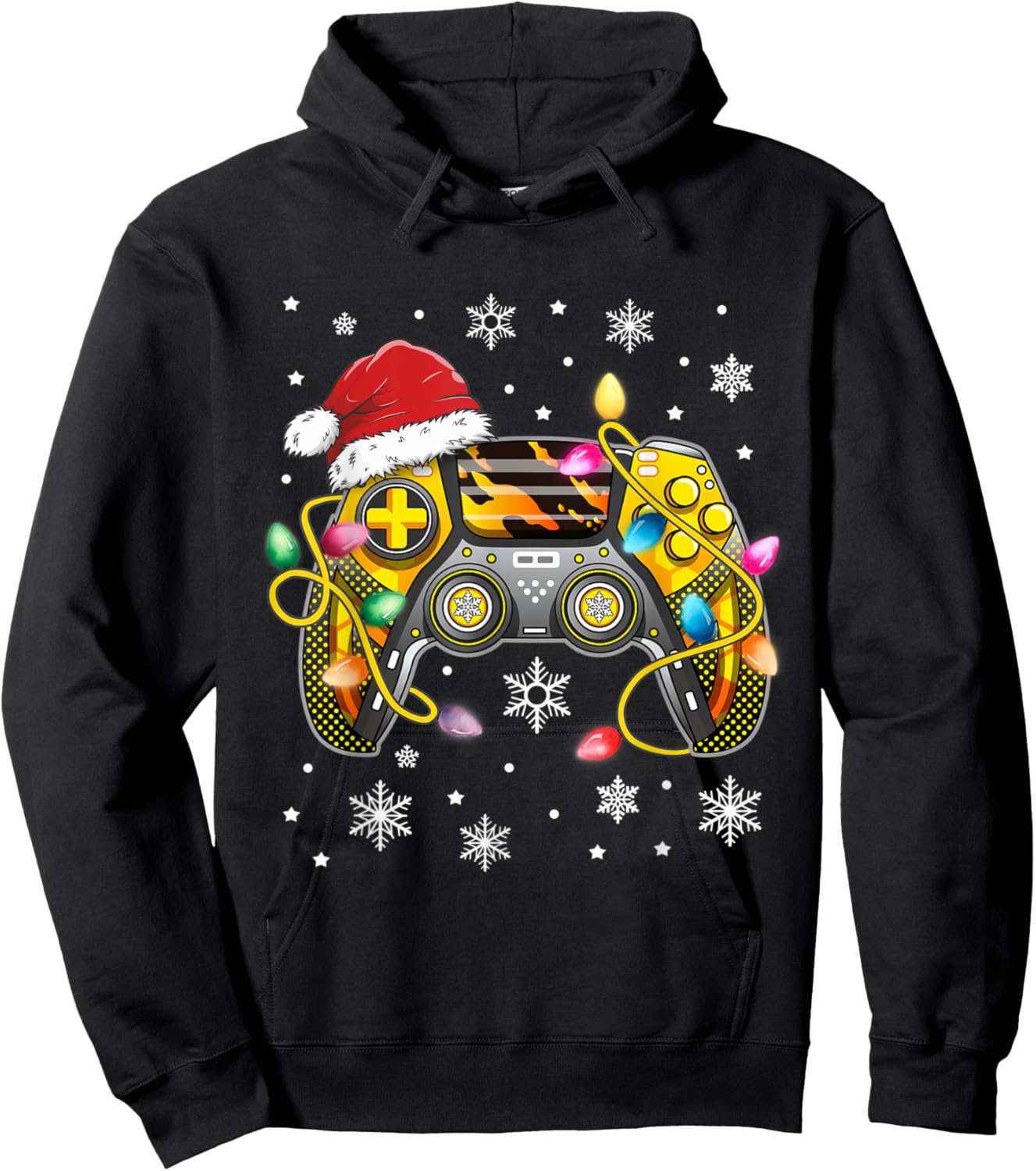Video Game Controller Christmas Santa Hat Gamer Boys Hoodie - Hoodie | Black