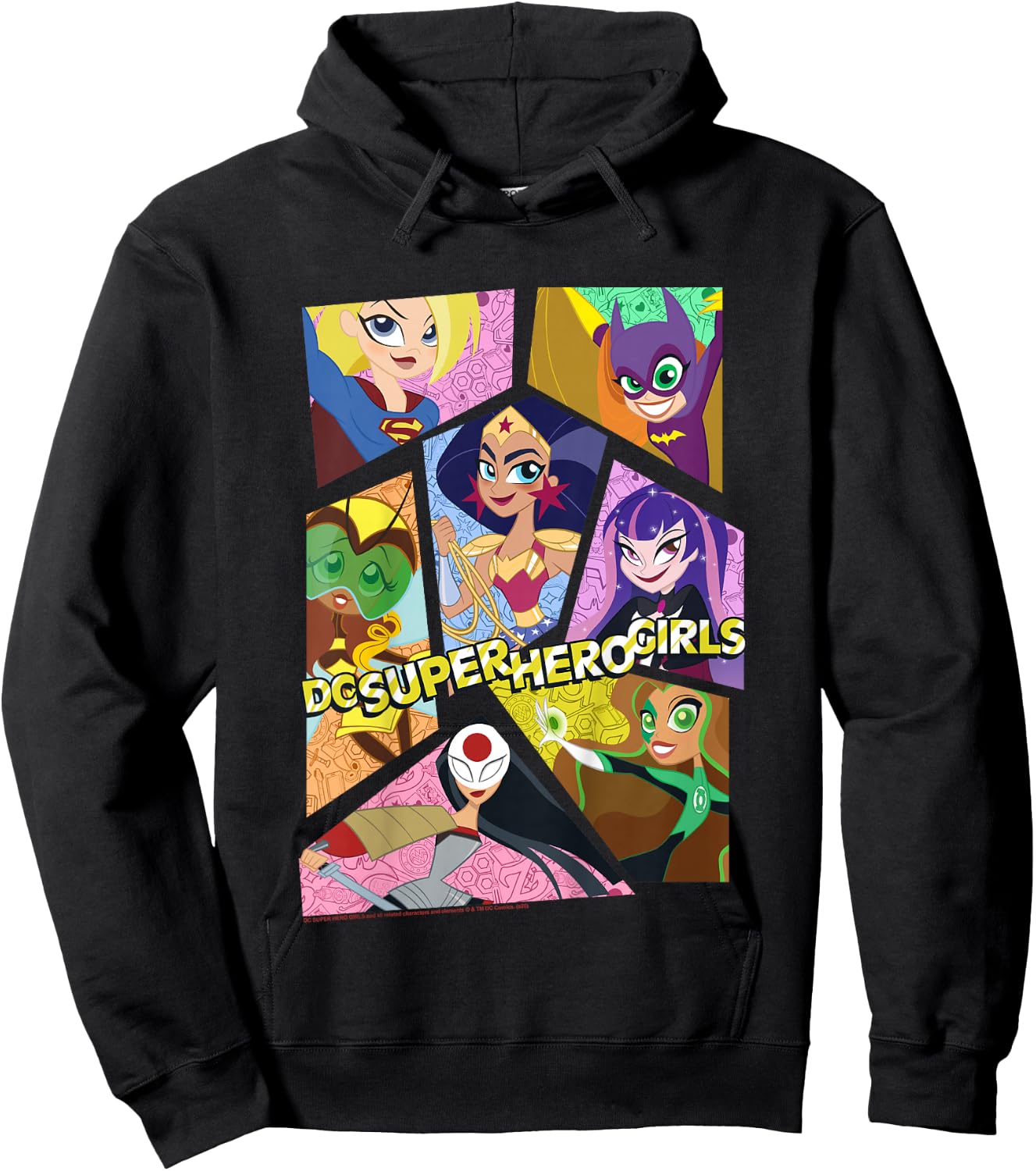 Kids DC Comics Super Hero Girls Group Collage Hoodie - Hoodie | Black