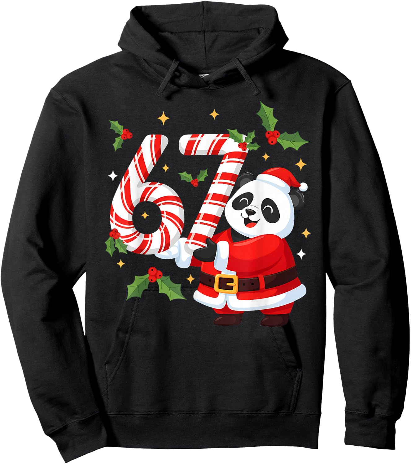 Funny 67 Meme Panda Christmas PJm Men Women Family Matching Hoodie - Hoodie | Black