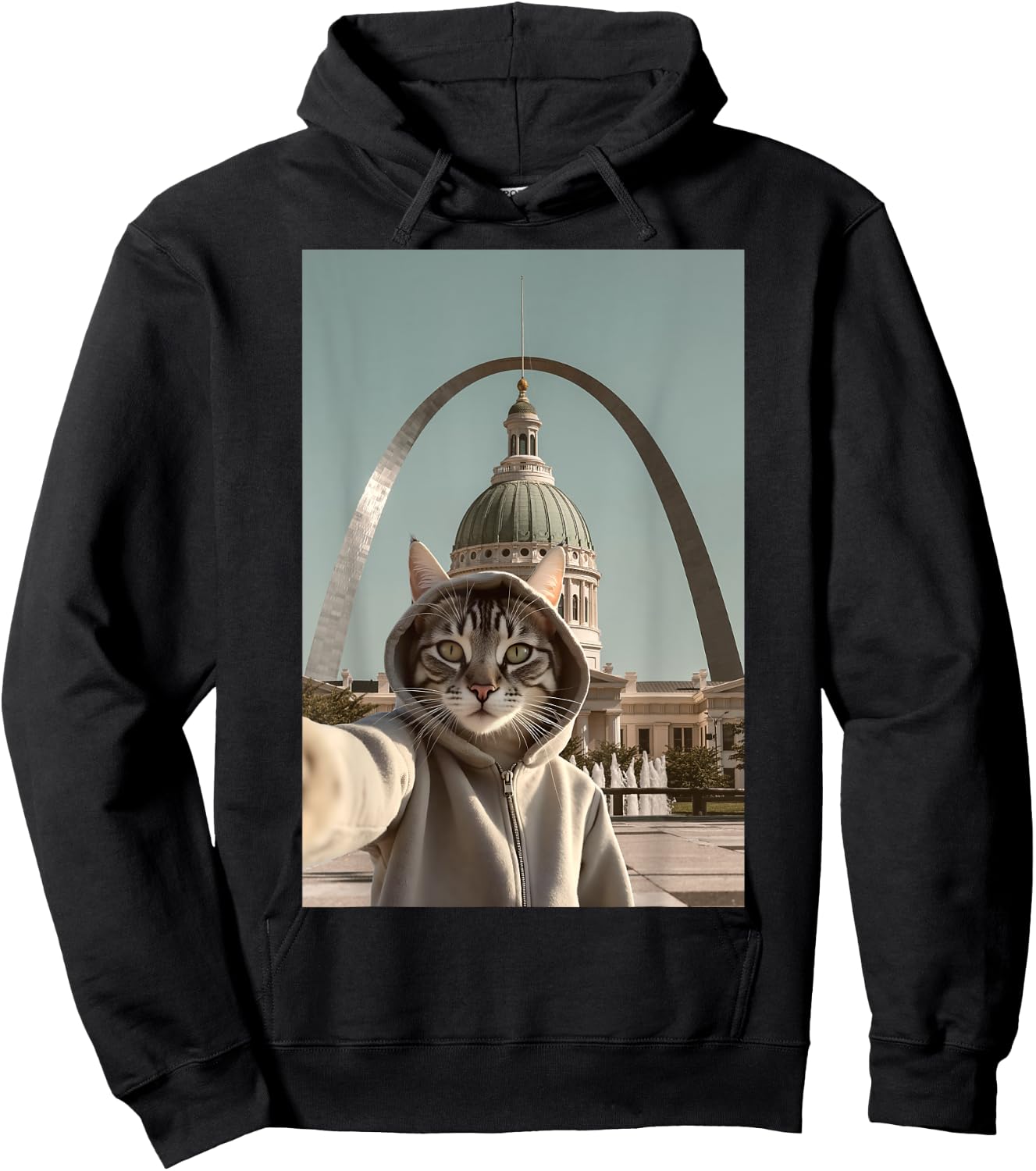 Funny Cat Selfie St. Louis Arch Saint Louis Hoodie - Hoodie | Black