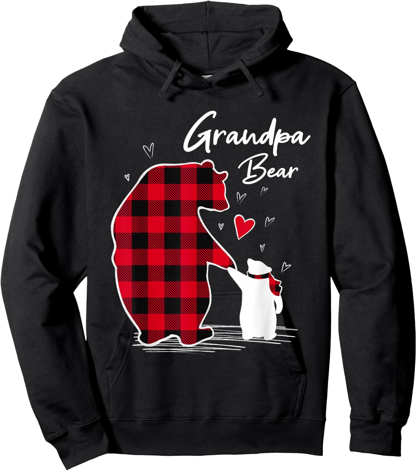 Grandpa Bear Christmas Pajama Red Buffalo Plaid Hoodie - Hoodie | Black