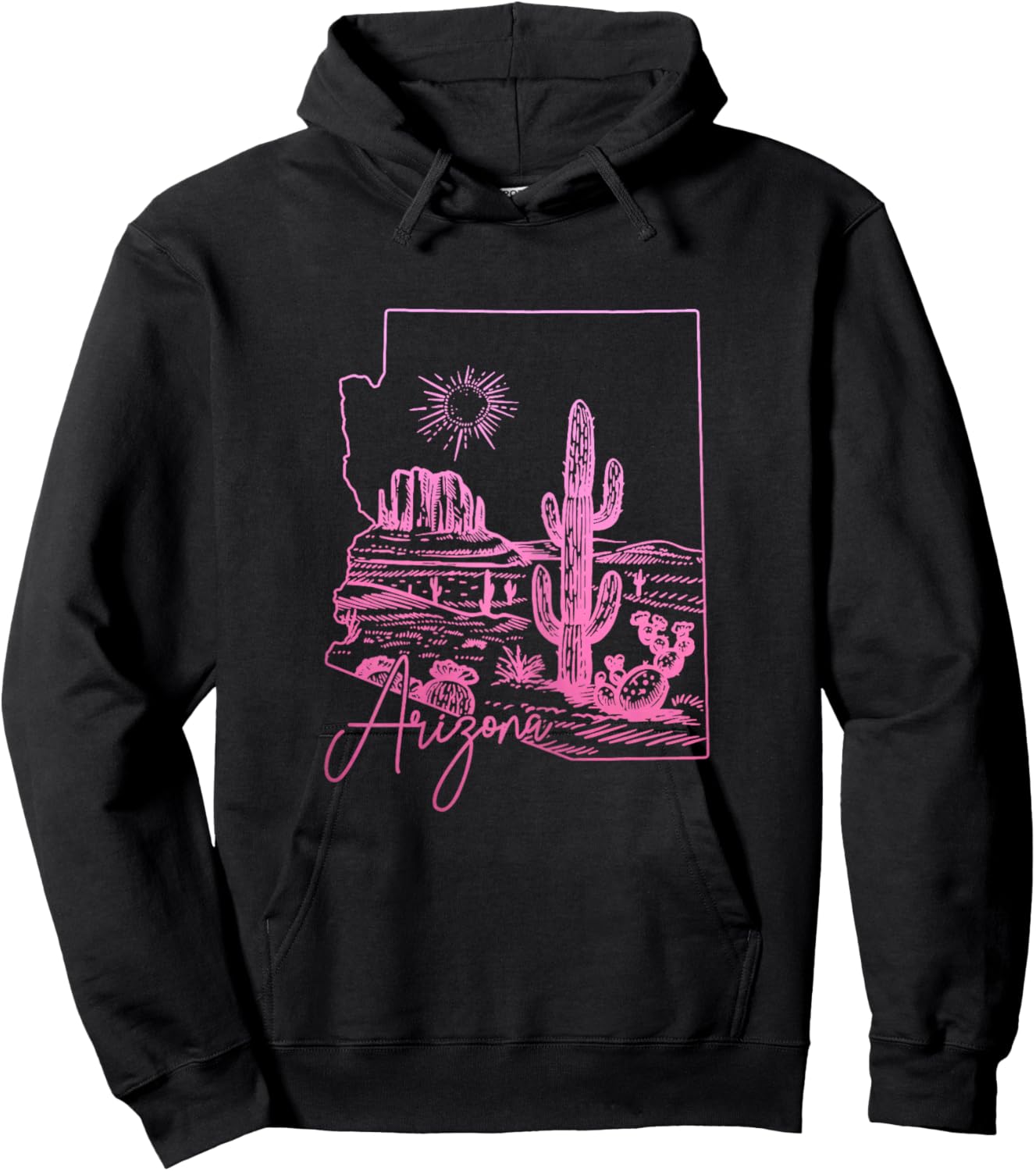 State of Arizona USA Cactus Vintage Hoodie - Hoodie | Black