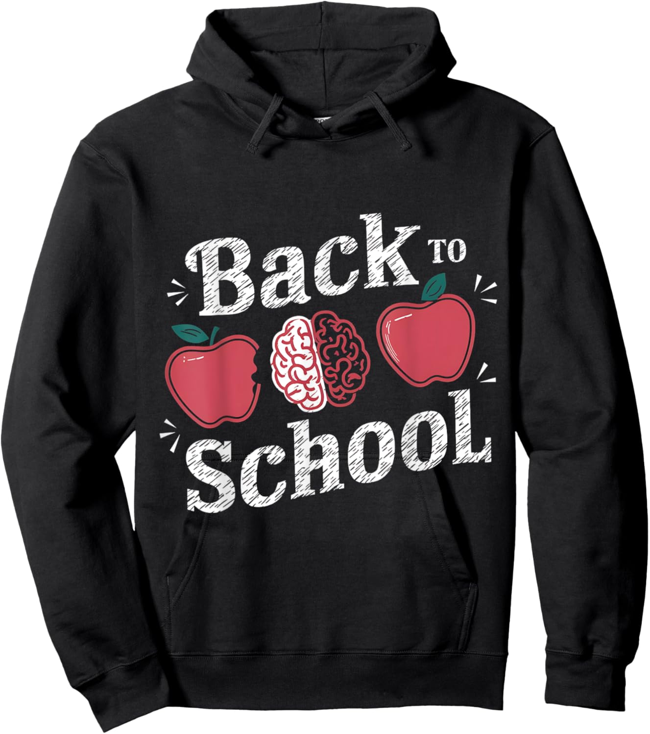 Back to School Apple & Brain Fun Design For Teachers Kids Hoodie - Hoodie | Black