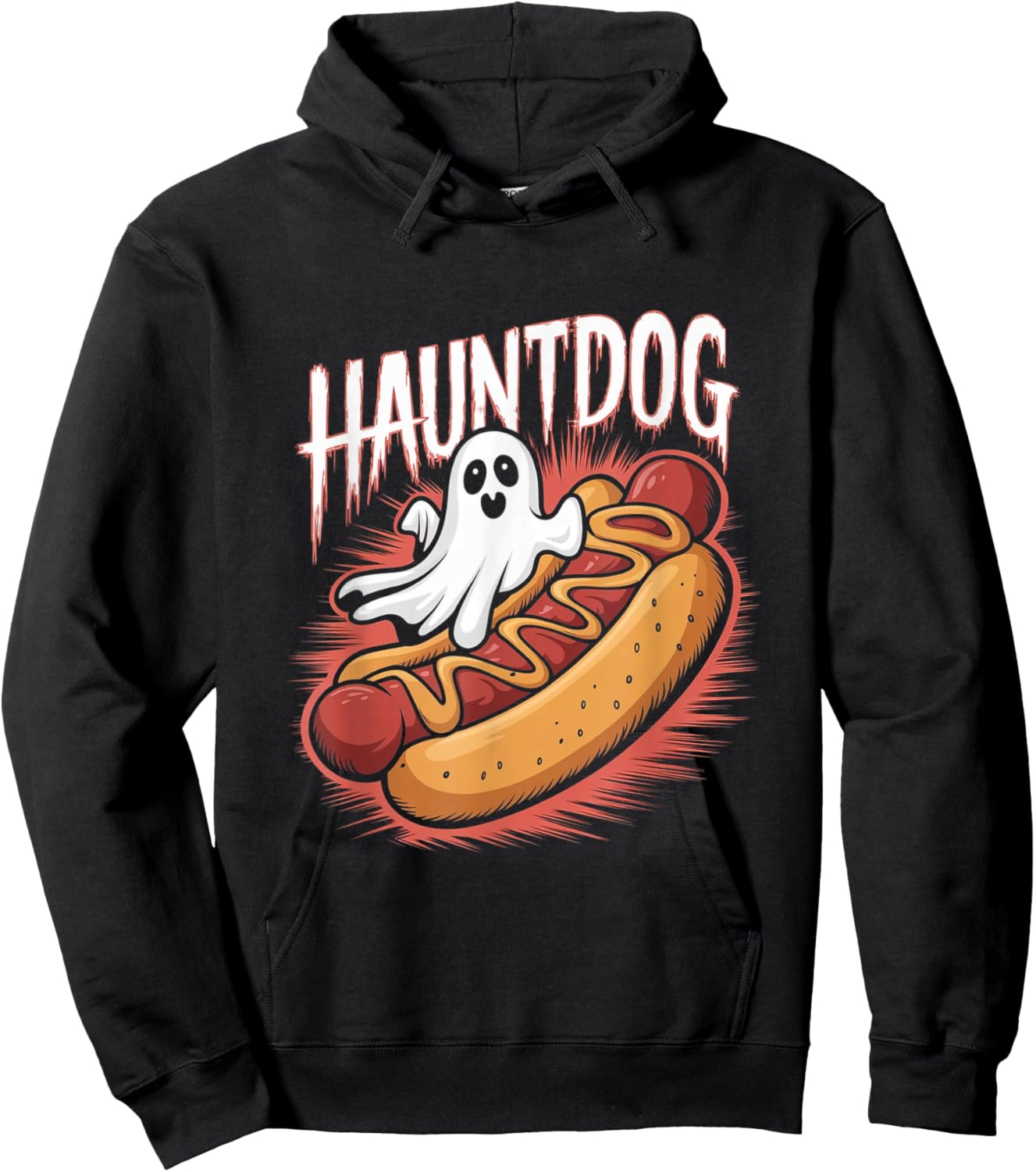 Hauntdog Funny Ghost Hot Dog Halloween Costume Hoodie - Hoodie | Black