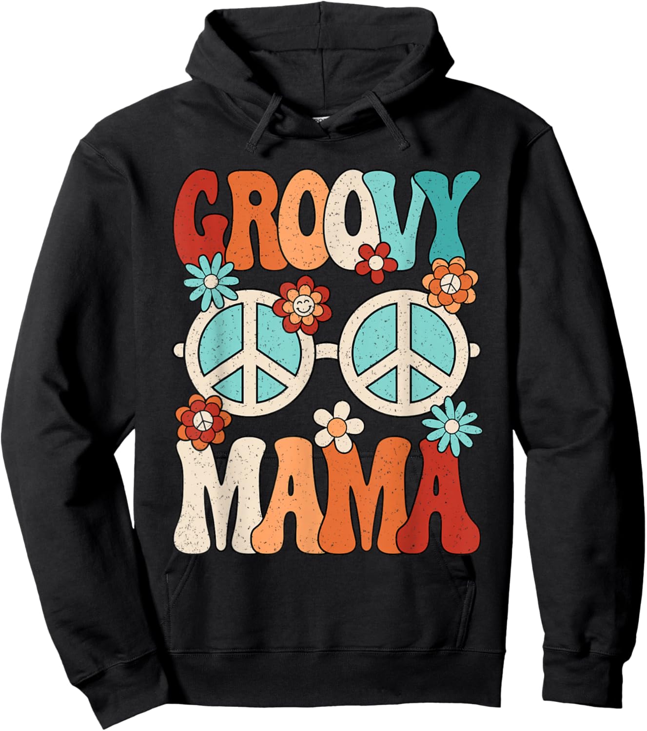 Groovy Mama Mom Hippie 60s 70s Retro Party Outfit Women Hoodie - Hoodie | Black