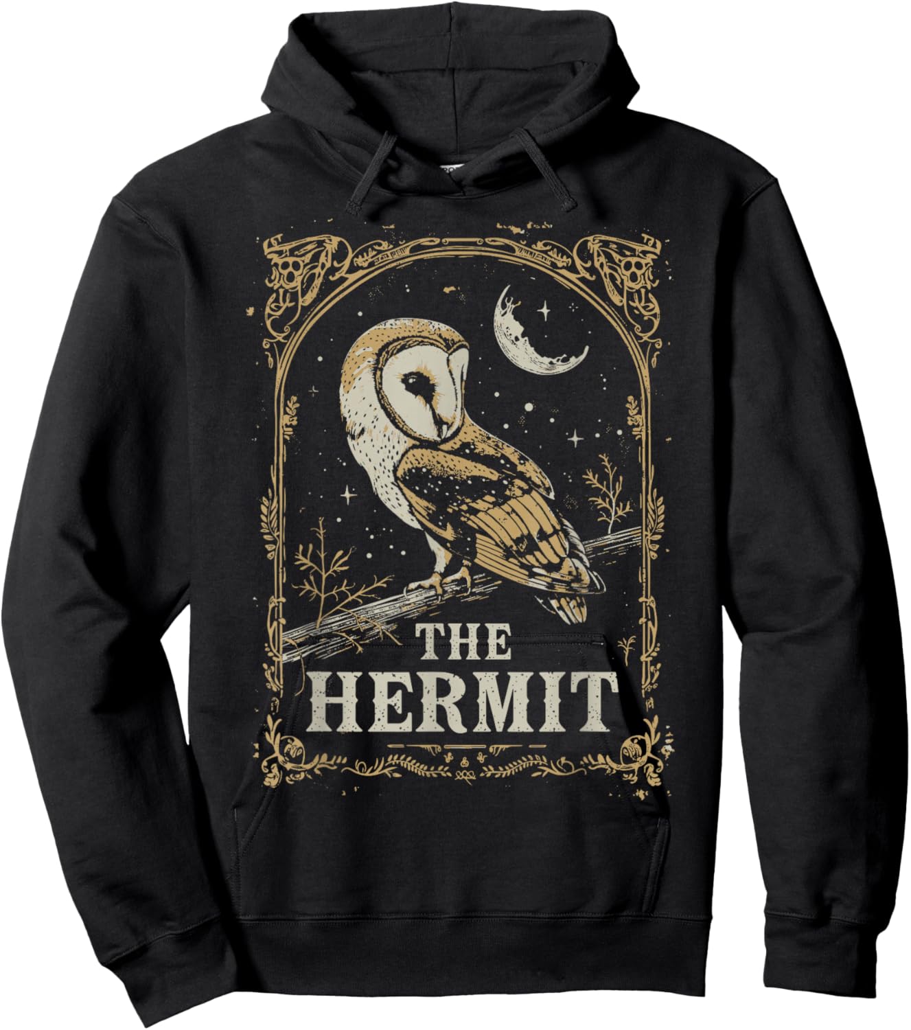 Tarot Card The Hermit Barn Owl Goth Witchcore Dark Academia Hoodie - Hoodie | Black