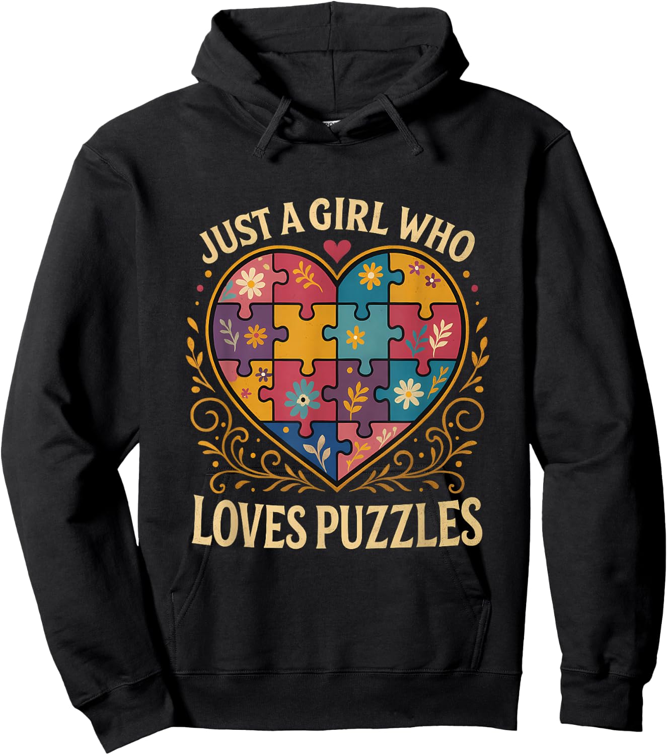 Just a Girl Who Loves Puzzles Jigsaw Puzzle Piece Lover Hoodie - Hoodie | Black